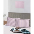 thumbnail image 5 of Purple Striped Pillow Covers Standard Size 2 Pack, Modern Simple Farmhouse Beige Vintage Soft Bed Throw Pillowcases Breathable Cooling Long Lumbar Body Pillow Sham Cover for Bed Sofa 20''x26'', 5 of 7