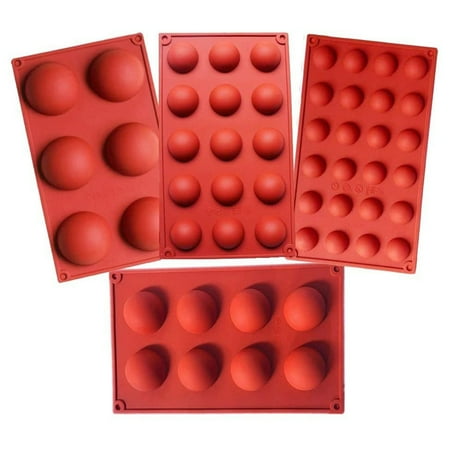

Set of 4 3D Ball Round Half Sphere Silicone Moulds for DIY Baking Pudding Mousse
