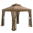 thumbnail image 3 of EAGLE PEAK 8' x 8' Outdoor Patio Gazebo, Steel Metal Gazebo With Soft Top Double Roof Canopy with Netting, Brown, 3 of 9
