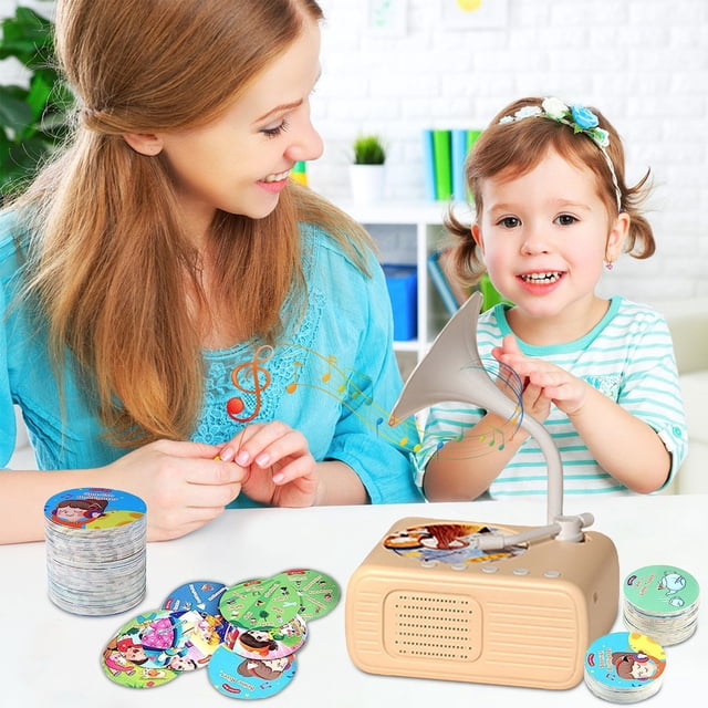 Wzzjkit Kids Phonograph Children's Early Education Puzzle Phonograph Card Learning of Recording and Bluetooth Enabled Children's Phonograph Christmas Gift