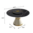 thumbnail image 5 of Magic Home 53.15” Black Sintered Stone Round Dining Table with 23.62” Black Slate Round Turntable for 6 People with White Solid Stainless Steel Base, 5 of 6