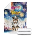 thumbnail image 2 of Happy New Year with Miniature American Shepherd Fireworks Holiday Xmas Winter 2025 Cozy Fleece Blanket MAS Dog Lover Gifts Warm Soft Throw Blanket - 00025, 2 of 5