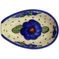 thumbnail image 2 of Polish Pottery 5-inch Spoon Rest (Bold Blue Pansy Theme) Signature UNIKAT Hand Painted in Boleslawiec, Poland + Certificate of Authenticity, 2 of 6