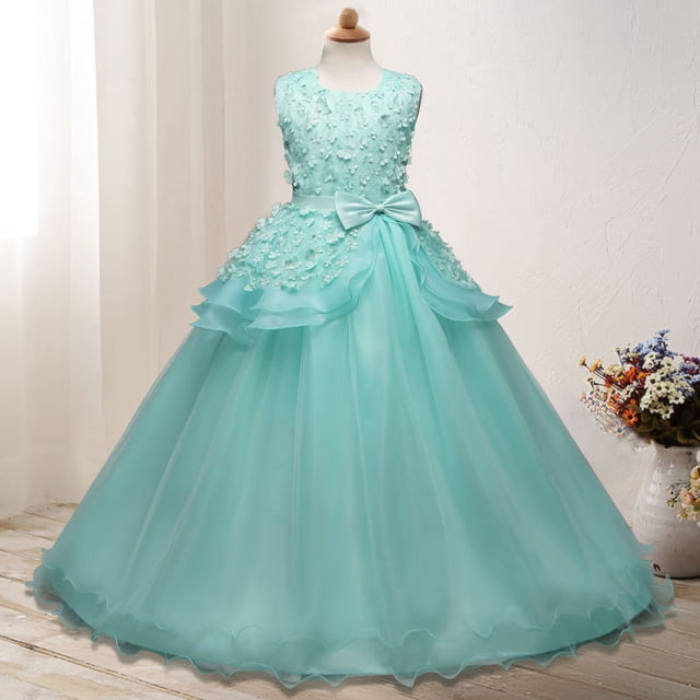 Vestido de lazo para niñas Vestido de princesa para niñas Vestidos de actuación para bodas Vestidos de actuación