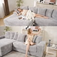 thumbnail image 2 of 111" L Shape Sofa Corduroy Couch Comfy Sectional Cloud Couch for Living Room Minimalist Modular Couches Sleeper Upholstered 3 Seat with Right -Side Chaise, 2 of 6