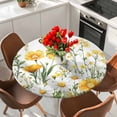 thumbnail image 2 of Yellow Spring Floral Round Tablecloth 45-54 Inch Round Fitted Table Cloth with Elastic Edge, Pastoral Daisy Botanical Summer Waterproof Table Cover Protector for Outdoor Picnic Party Dining, 2 of 6