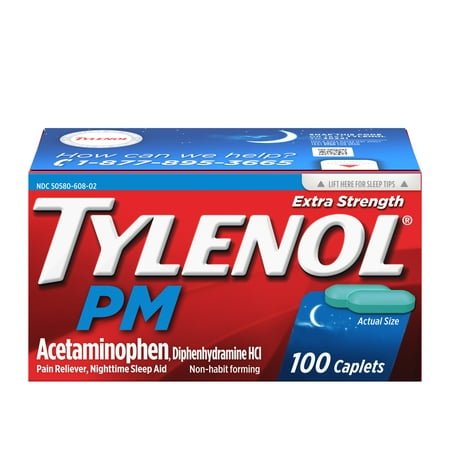 - Tylenol PM Extra Strength Pain Reliever & Sleep Aid Caplets, 100 ct