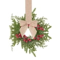thumbnail image 2 of 2 Pack Khaki Bow Christmas Mini Wreaths for Kitchen Cabinets Windows Farmhouse Norfolk Pine Winter Holiday Decor 10.6 Inch, 2 of 4
