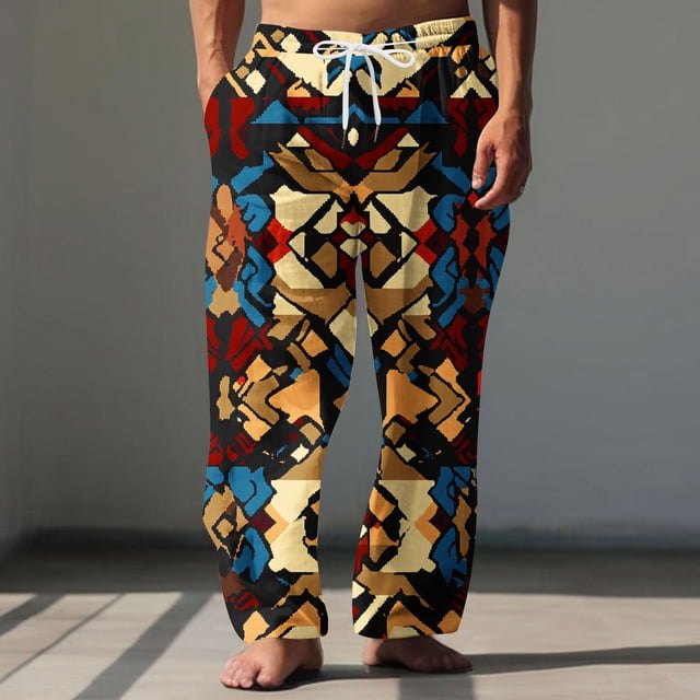Pantalones largos para hombre, cintura elástica, transpirables, cómodos, suaves, informales, de playa, de poliéster.