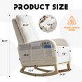thumbnail image 2 of Rocking Chair Nursery with Foot Rest, Upholstered Teddy Rocker Chair with Side Pocket, Accent Nursing Glider Arm Chair with Wood Legs, White, 2 of 7