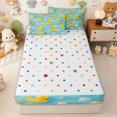 thumbnail image 4 of Erosebridal Cute Duck Bubble Print Zipper Twin Comforter Sets with Fitted Sheet and 2 Pillowcases for Girls Boys, Summer Cartoon Theme Zipper Bedding Set, Polkadot Reversible, 4 Pieces, 4 of 7