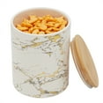 thumbnail image 3 of Home Basics Marble Like Medium Ceramic Canister with Bamboo Top, White, 3 of 3
