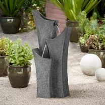 Exton 31" High Large Modern Zen Indoor Outdoor Decor Gray Faux Stone Floor Fountain 3-Tier Outside Garden Patio