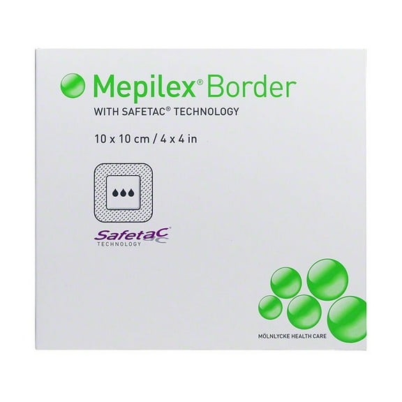 Molnlycke 395390 Mepilex Foam Border Silver 4 in. x 4 in. (Box of 5)