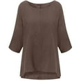 thumbnail image 3 of gakvbuo Plus Size Summer Tops For Women Tops Dressy Casual Tunic Tops To Wear With Leggings Women's Solid Round-Neck Loose 3/4 Sleeve T-shirt Pullover Tops, 3 of 3