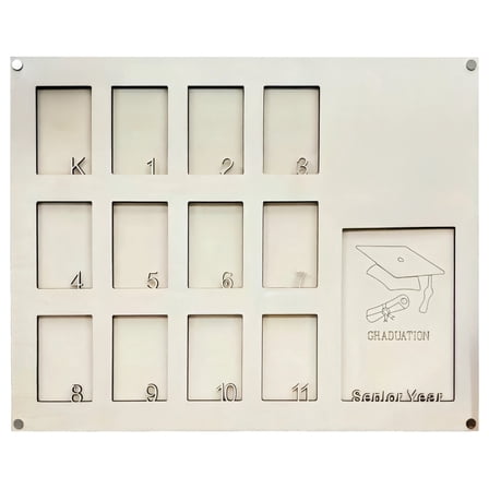 School Years Wooden Photo Frame, Kindergarten to 12th Grade, Graduation Wood Frame 12 Picture Slots, "My School Year" Display, Graduated Present Souvenir