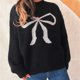 thumbnail image 5 of Ailaofu Womens Fall Winter Casual Sweater Cute Bow Crewneck Long Sleeve Baggy Knit Sweatshirt Top Trendy Aesthetic Clothes, 5 of 5