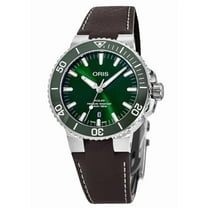 Oris Aquis Date Green Dial Brown Leather Strap Men's Watch 01 733 7732 4157-07 5 21 10FC
