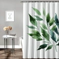 thumbnail image 2 of GOSMITH Banana Leaves Decorative Watercolor Green Leaves Banana Tree Tropical Plant Shower Curtain White, 2 of 6
