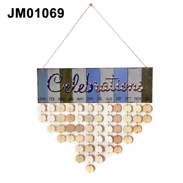 Días especiales, familia, amigos, fecha de cumpleaños, calendario, recordatorio, tablero de madera, decoración colgante