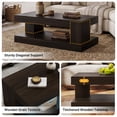thumbnail image 6 of Hawsaiy Farmhouse Coffee Table with Storage Shelf & LED Light, 47" Rectangular Wood Coffee Table, 2-Tier Rustic Center Table for Living Room, Apartment, Office, Dark Walnut, 6 of 11