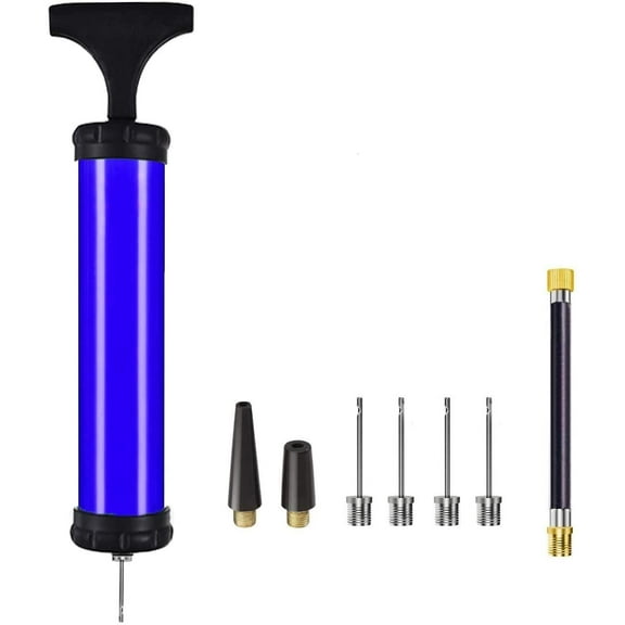 10" Portable Hand Air Ball Pump Inflator Kit with Needle, Nozzle, Extension Hose for Soccer Basketball Football Volleyball Water Polo Rugby Exercise Sports Ball Balloon Swim Inflatables