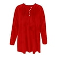 thumbnail image 5 of RQYYD Velvet Tunic Tops for Women Fashion Button Down V Neck Shirts Plus Size Pleated Casual Velour Blouses Party Outfits, 5 of 6