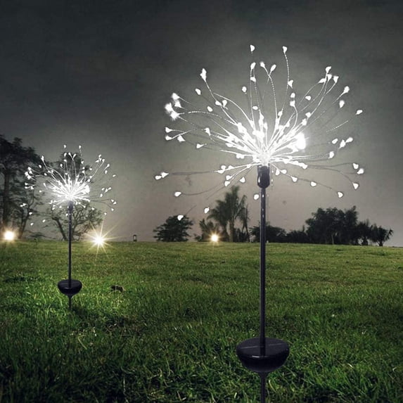 SolarEra Solar Garden Lights, 180LED Fireworks Solar Lights Outdoor, Waterproof Patio, Home, Garden Decor Lights for Pathway Backyard Lawn Yard, 2 Pack(Multicolor)(Cool White)- Christmas Decorations