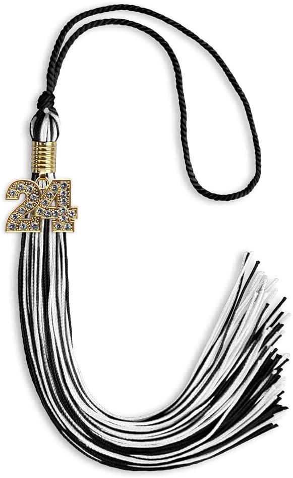 Endea Graduation Mixed Double Color Tassel with Gold Bling Charm (Black
