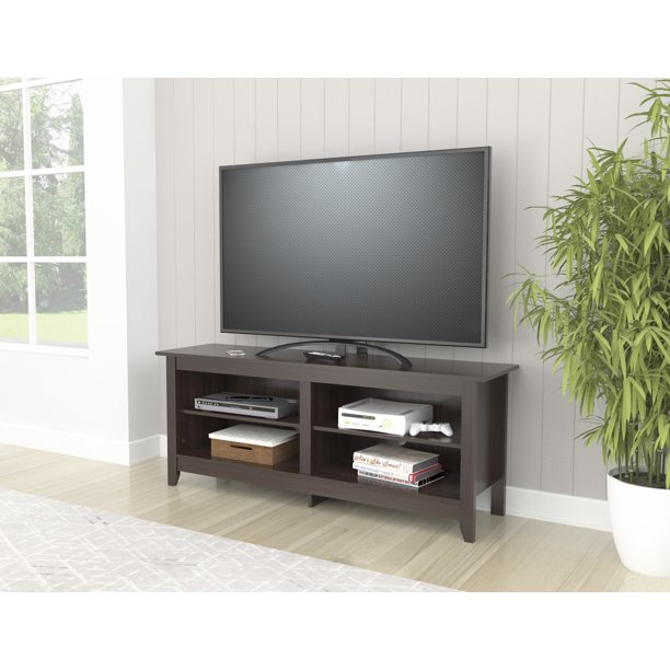 Inval Modern 4Shelf TV Stand for TVs up to 60”, Espresso