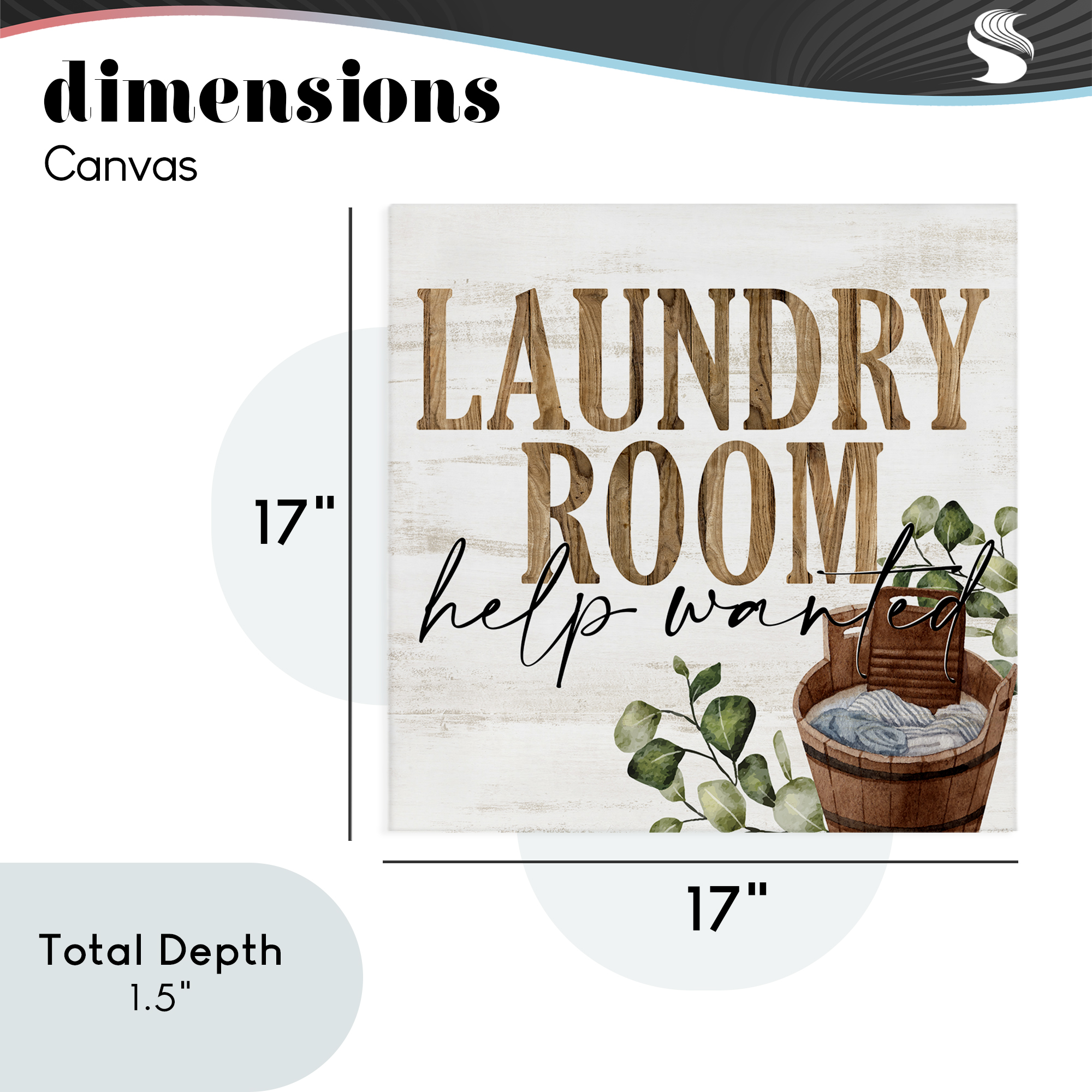 Help Wanted Rustic Laundry Room Canvas Wall Art, design by Kim Allen