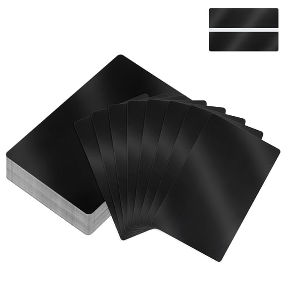 Uxcell 100-Pack Blank Business Cards Metal for CNC Engraver, 3.4"x2.1"x0.21mm Laser Engraving Blank Aluminium Sheet for Personalized/Customer DIY Gift/Name Plate/Office/Home [Black]