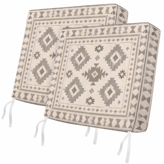 Outdoor Patio Cushion Covers 2 Pack Brown Southwestern Aztec Arrows Chair Pads Slipcovers with Ties & Zipper Waterproof Bohemian Tribal Seat Cushion Covers for Outdoor Couch Sofa 22x20 Inch