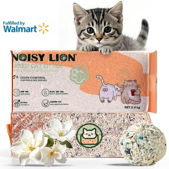 Noisy Lion Vanilla White Tea Cat Litter, 4.8 kg / 10.6 lb (2 packs), Flushable and Dust-Free Clumping Tofu Litter with Odor Control