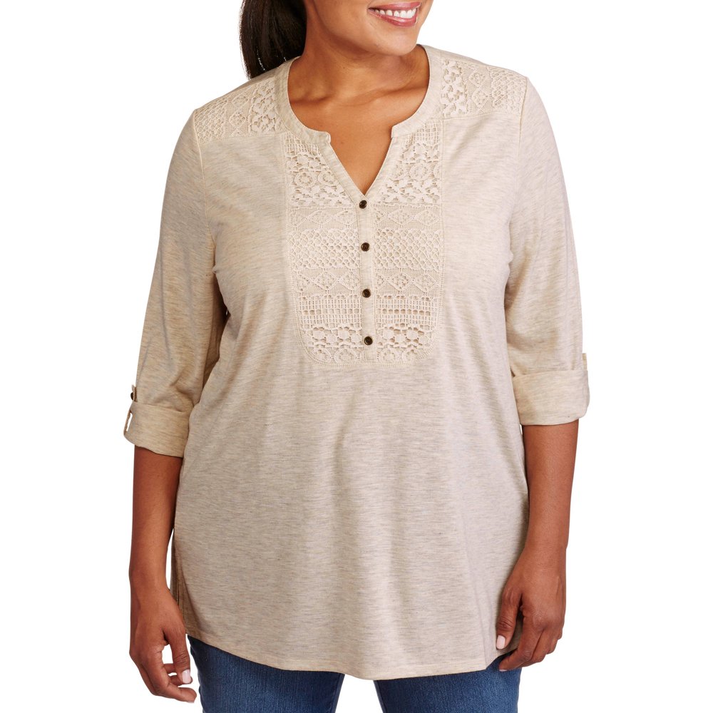 Faded Glory Women's PlusSize Lace Henley