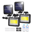 thumbnail image 1 of Lámpara Solar Exterior Pared Sensor 2pc 100led 3modos+remoto Color Negro, 1 of 4