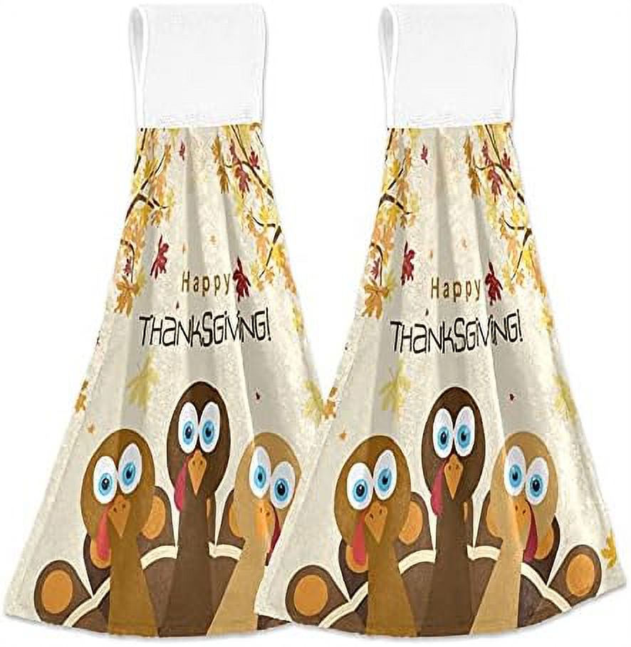 Autumn Turkeys Hanging Kitchen Towels Happy Thanksgiving Hand Towel