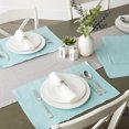 thumbnail image 4 of Contemporary Home Living Ribbed Texture Rectangular Cotton Placemats - 19" - Aqua Blue - Set of 6, 4 of 6