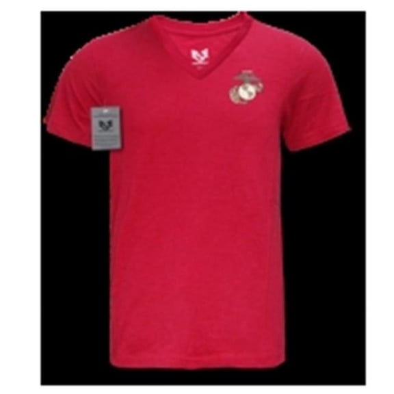 Military V-Neck Tee- Marines- Cardinal- Small