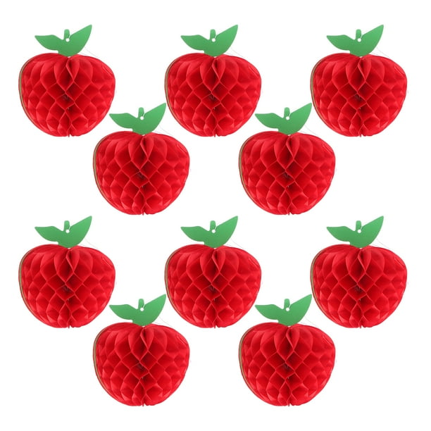 10 Piezas Adornos de Panal de Manzana para Suministros de Fiesta Decoraciones de Manzana de Papel Rojo para Cumpleaños y Eventos Escolares Decoraciones de Centro de Mesa de Panal de Manzana