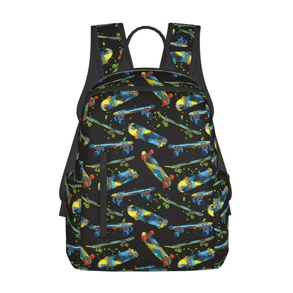 Disketp Colorful Skateboard for Lightweight Backpack, Durable Water-Resistant Daypack for Travel, Hiking, and Daily Use for Men and Women