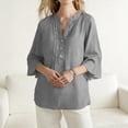 thumbnail image 5 of Wensltd Women V Neck Blouses Long Sleeve Open Front Cardigan Cotton Linen Solid Color Casual Soft Blouses, 5 of 7