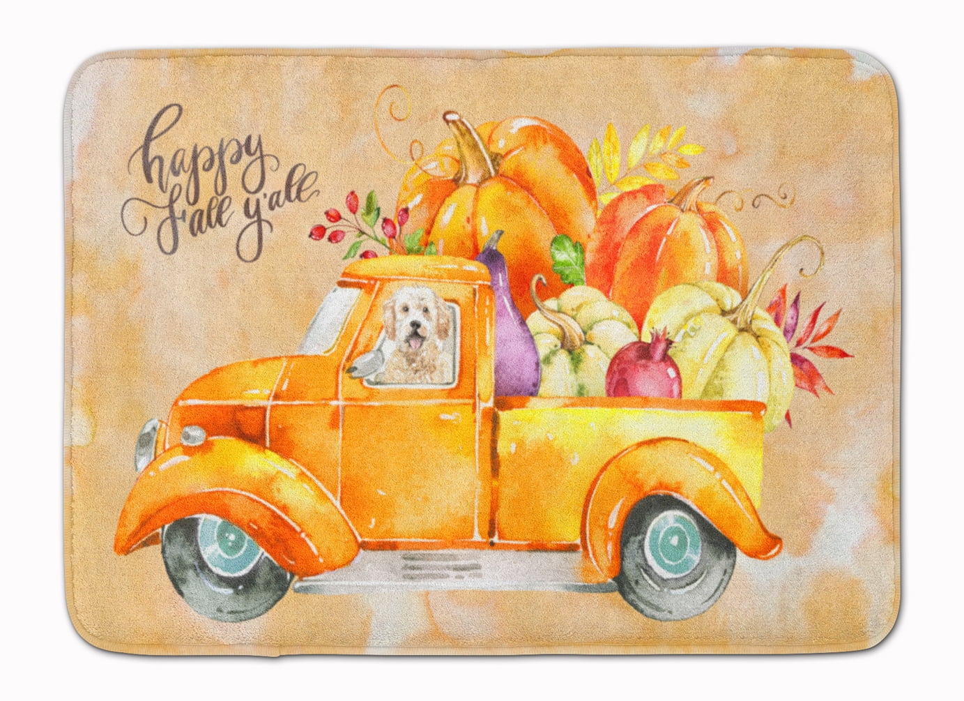 Fall Harvest Goldendoodle Machine Washable Memory Foam Mat