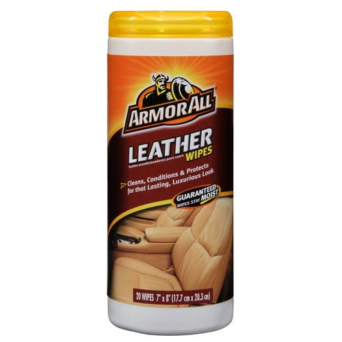 Armor All Leather Care Wipes, 20 ct, Car Leather Cleaner Conditioner