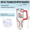 thumbnail image 2 of 30 Oz Baseball Tumbler with Handle and Straw, Insulated Stainless Steel Cup Water Bottle Drinking Cup, Christmas Birthday Baseball Gifts for Boys, Team, Men, Women, Coach, 2 of 6