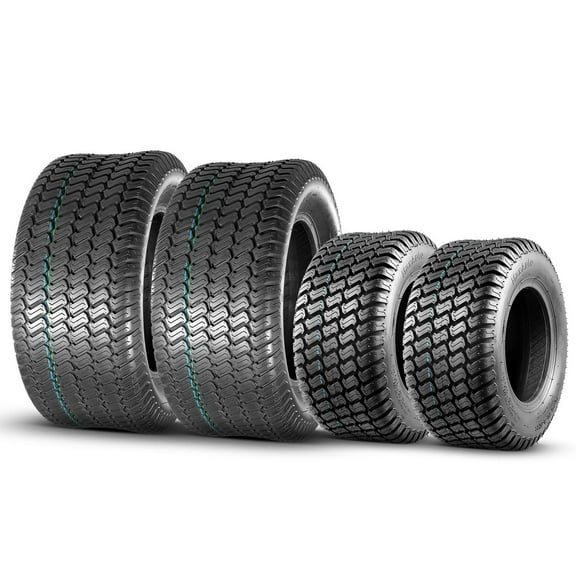 MaxAuto Set of 4 Lawn Mower Turf Tires 16X6.50-8 Front & 23X9.50-12 Rear, 4PR Tubeless