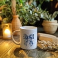 thumbnail image 3 of Chinoiserie Floral Bows Coffee Tea Mugs, Coquette Grandmillennial Bows Ceramic Coffee Mug, Vintage Blue Coffee Cup, 11oz Ceramic Cup White, 3 of 6