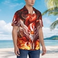 thumbnail image 3 of Fotbe Red Leaf Flame Fox Camisa Hawaiana para Hombre Unisex – Camisa Casual de Verano con Botones de Manga Corta de Algodón y Lino,X-Large, 3 of 7
