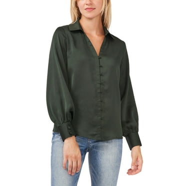 MSRP $79 Vince Camuto Womens Button-Up Shirt Dark Willow Size 2XL