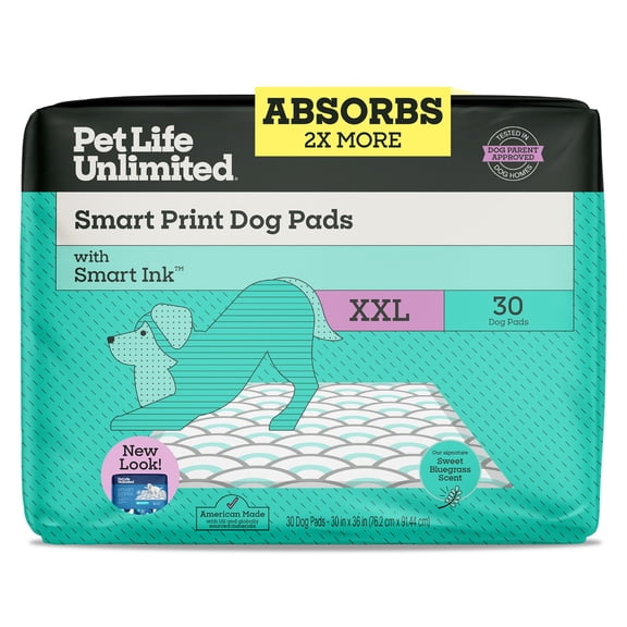 Pet Life Unlimited Smart Print Dog Pads XXL, 30" x 36", 30ct
